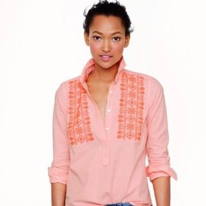 J. Crew Pink Embroidered Blouse